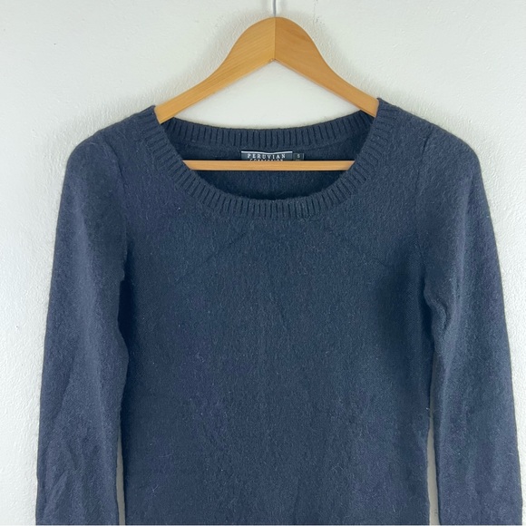 Peruvian Connection (Black) Royal Alpaca Long Sleeve Cable Knit Midi Dress/Tunic - Picture 3 of 9